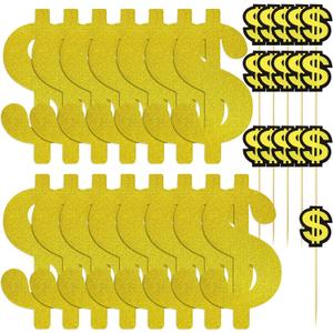 4 x 31Pcs Gold Dollar Sign Sticker Dollar Themed Party Decorations
