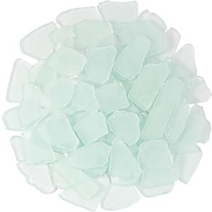 Keedolla Tumbled Sea Glass for Crafts - 10 OZ White Flat Frosted Seaglass Pieces for DIY Art Crafts, Vase Filler, Beach Weddings, Aquarium and Home Decor