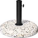 Patio Umbrella Base, 45lbs, Round Cobblestone Concrete Base, Heavy Duty Market Umbrella Stand for Outdoor, Lawn, Deck, Poolside