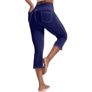 VOOVEEYA Women's Capri Leggings, Yoga Capris Pants with Pockets Stretchy Crop Pants High Waisted Straight Leg 21" XL