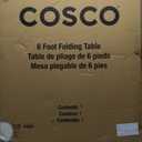 COSCO Fold-in-Half Banquet Table w/Handle, 6ft, White