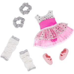 Glitter Girls  14-Inch Doll Clothes  Twirls of Joy Ballerina Outfit Hearts & Stars  Ballet Dress, Hair Elastics, Shoes  3+ Years