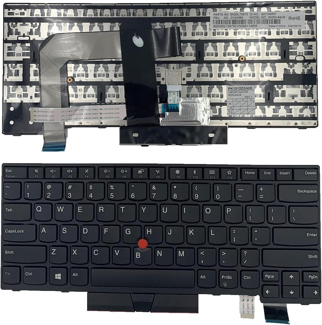 Laptop Replacement US Layout with Pointer Keyboard for Lenovo IBM ThinkPad T470 T480 01AX569 SN20L72890 01AX487 01AX446 SN20L72767 PK131204100 01AX405 No Backlit