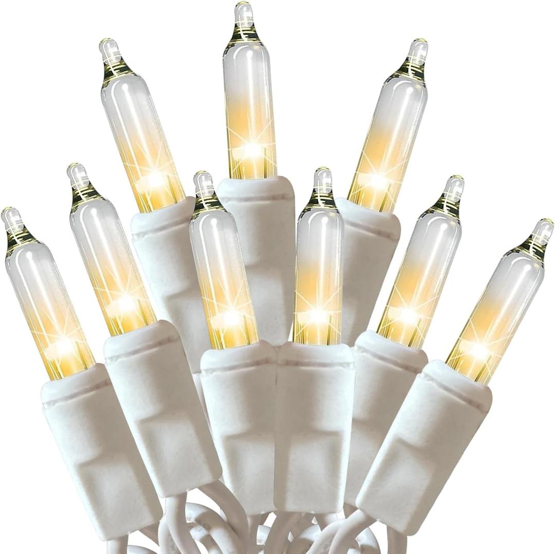 HISHINY Christmas Lights 100 Count Clear Christmas Tree String Lights with White Wire for Outdoor Indoor Christmas Decorations Wedding Decorations Valentines Day Decor,UL Certified (21feet)