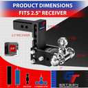 Geteen Trailer Hitches, Adjustable Trailer Hitch Ball Mount - Fits 2.5" Receiver, Tri-Ball (1-7/8" x 2" x 2-5/16"), 5" Drop, 15,000 GTW - GT25053B