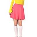 Basic Solid Stretchy Cotton High Waist A-line Flared Casual Skater Mini Skirt