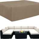 Easy-Going Heavy Duty Patio Furniture Cover for Outdoor Rectangular Table and Chair Set, Waterproof Sectional Set Cover (110" L x 84" W x 28" H, Camel)