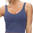 Women's Yoga Padded Tank Top with Built-in Bra Support - Long Sports Moisture - Long Sports Tank Top - Wicking Workout Tank
 Size M