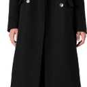 Amazon Essentials Women's Relaxed-Fit Double-Breasted Wool-Blend Longline Coat (Large, Black)