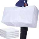 Windyun 4 Pack 57 Gallon Extra Large Storage Bags XXL Moving Bags with Zipper Strong Handles Heavy Duty Jumbo Big Totes Moving Boxes Foldable Duffle for College Dorm Travel Clothes Space Save (White)