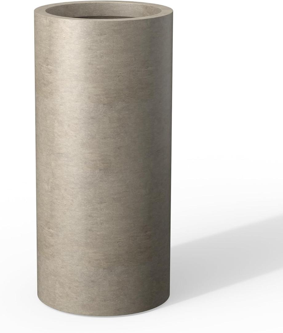 Kante Accent Round Column Weathered Concrete Planter 23.6" Tall, Outdoor
Rubber Plug for Indoor, Drainage for Garden, All-Weather Cement Flower Pot, Handcrafted, Anti-Frost & UV, Modern Home Decor