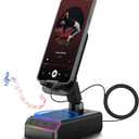 Wireless Induction Speaker(Cable Charging Only), Bluetooth Speaker Phone Stand Combo 5-in-1 Wireless Phone Stand with RGB Light, for All Phones and Tablets, Gift for Men Women