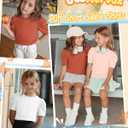 4 Pack Girls Puff Short Sleeve Shirts Summer Crewneck T Shirts Casual Tops Loose Basic Solid Blouses 5-14 Years
