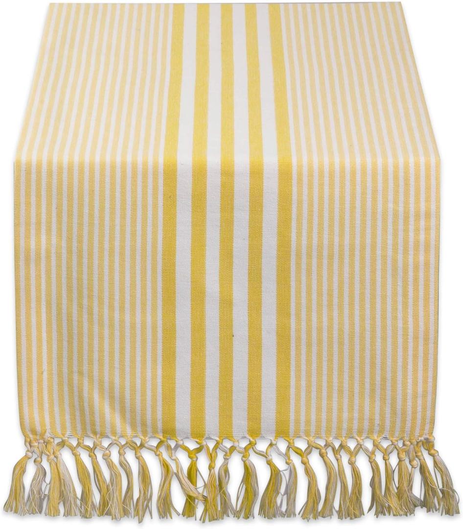 DII Multi Strip Kitchen Tabletop Collection, Table Runner, 14x72, Deep Yellow