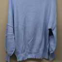 EVALESS Sweaters for Women Fashion 2024 Crewneck Batwing Sleeve Oversized Side Slit Ribbed Knit Pullover Sweater Tops (Small, Sky Blue)