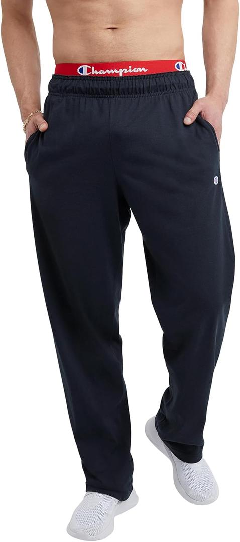 Champion Men's Pants, Lightweight Open-Hem Lounge Pants for Men, Jersey Pants (Reg. or Big & Tall) (XX-Large, Navy C Patch Logo)