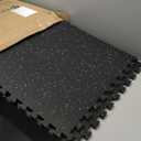 SUPERJARE 0.56'' Thick 12 Pcs 48 Sq Ft Rubber Top Exercise Equipment Mats, High Density EVA Foam Mats with Rubber Top, Interlocking Gym Flooring for Home Gym, Protective Workout Mat, Black/Grey