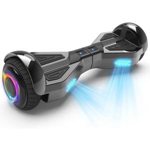 Starship Electric Hoverboard with Bluetooth Speaker, Chrome Color Self Balancing Scooters with Science Fiction Design and 6.5 inch LED Wheels (Chrome Black)