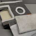 Cat Beds for Indoor Cats, Large Cat Cave Bed with Scratch Pad and Fluffy Ball, Foldable Cat Hideaway, Cat House with Reversible Cushion for Multi Small Pet Up to 30LBS, Grey (Single)