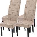 SearchI Printed Dining Room Chair Covers Set of 4, Stretch Kitchen Chair Covers Washable Parsons Chair Slipcover Removable Dining Chair Protectors for Hotel,Ceremony (Brown Wireframe Texture)