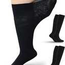 Diabetic Socks for Women & Men Extra Wide, Over The Calf Non Binding Lymphedema Neuropathy Swollen Feet for Women Men, Large