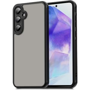 Case for Samsung Galaxy A55,Translucent Matte Hard PC Back & Soft TPU Bumper Protective Phone Cover with Dropproof,Anti-Fingerprint,Slim Frosted Case,Matte Black
