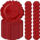 50PCS Red Charger Plates 13" Round Charger Plates Bulk Reef Chargers for Dinner Plate Decorative Red Chargers Plastic Plate for Wedding Party Event Baby Bridal Shower Table Decoration