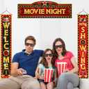 Funnymoom 3 Pcs Movie Night Porch Banner Decorations Movie Theme Party Hanging Banner Welcome Now Showing Sign Door Decor for Theater Photography Background Party Supplies