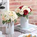 Rustic Vase for Table Centerpieces 5.91 Inch Flower High Vase with Twine Bow Vintage Farmhouse Decor for Wedding Reception Dining Baby Shower Home Galvanized Metal Buckets(White,8 Pcs)