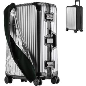 STARGAZ Clear PVC luggage cover, No Disassembly Suitcase Covers, 22 inch Zippered Luggage Cover, Waterproof carry on cover protector,luggage covers for suitcase TSA approved (Black, 22)