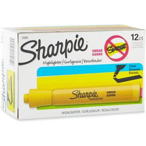 Sharpie Tank Style Highlighters, Chisel Tip, Yellow, 12 Count