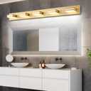 SineRise LED Modern Bathroom Vanity Light Fixtures (6-Light, 48-Inch), Matte Gold Modern Acrylic Bathroom Wall Lighting Fixtures Over Mirror (Cool White 6000K)