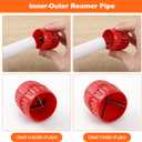 1/4'' - 1'' Depth Gauge and Pipe Deburring Tool Kit, 1/8'' to 1-5/8'' Inner Outer Reamer Pipe Tubing Chamfer Tool for PVC PPR Brass CPVC PE-RT Aluminum