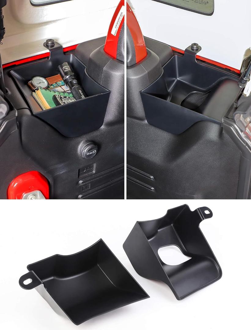 Savadicar RBR Wheel Well Storage Organizer for 2024+ Jeep Wrangler JL JLU 4XE - Set of 2 ABS Rear Trunk Side Trays to Maximize Storage Space, Interior Accessories, Black (Patent authorization)