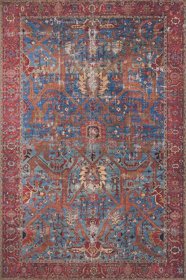Loloi Loren Collection LQ-10 Blue/Red 2'-3" x 3'-9" Accent Rug