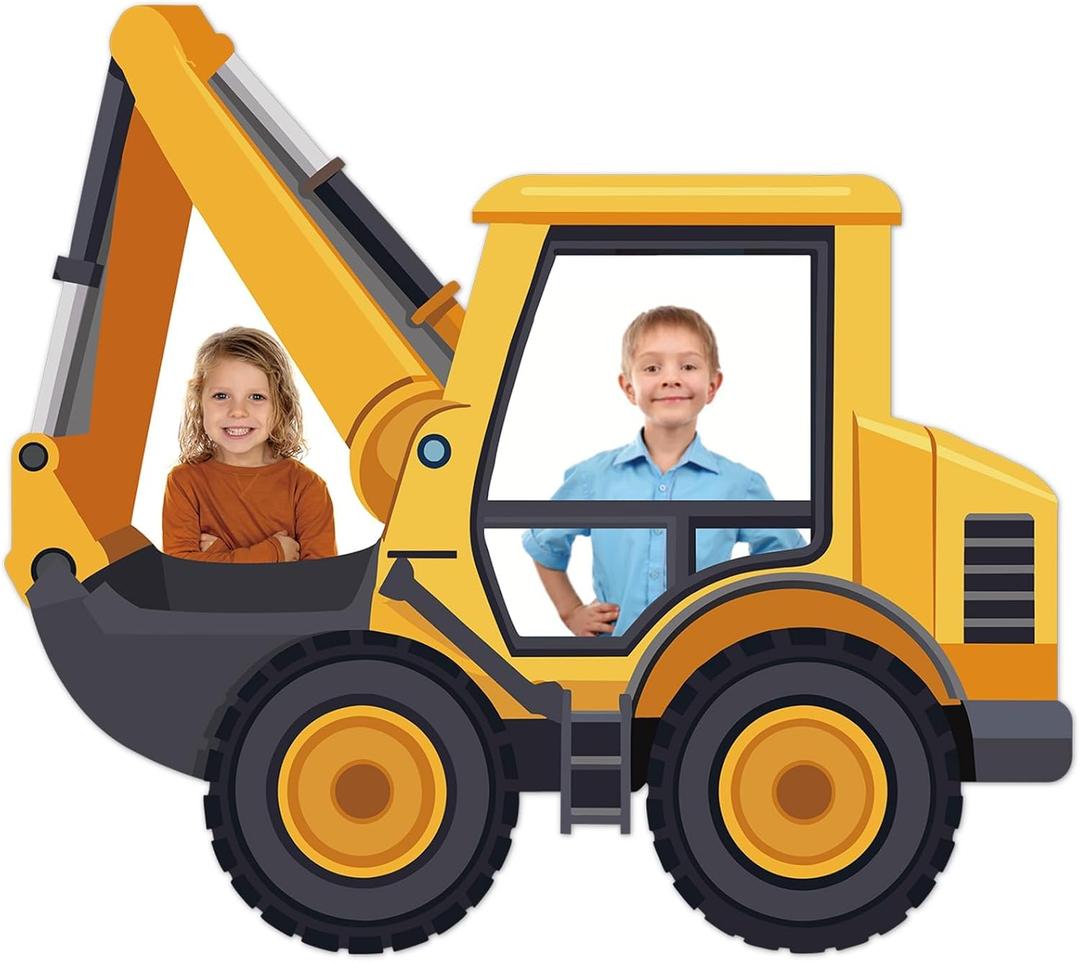 Construction Party Backdrop Cloth Excavator Truck Birthday Hanging Banner Background Construction Party Decorations Tractor Fabric Photo Booth Props for Boys Birthday Supplies 6x5ft Indoor Outdoor