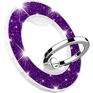 5 x Magnetic Phone Ring Holder for magsafe, Glitter Magnetic Grip Compatible with iPhone 17 16 15 14 13 12 Pro max,Pro,Plus,Mini,Pixel 10 Series Mag Safe Accessories Kickstand,Deep Purple