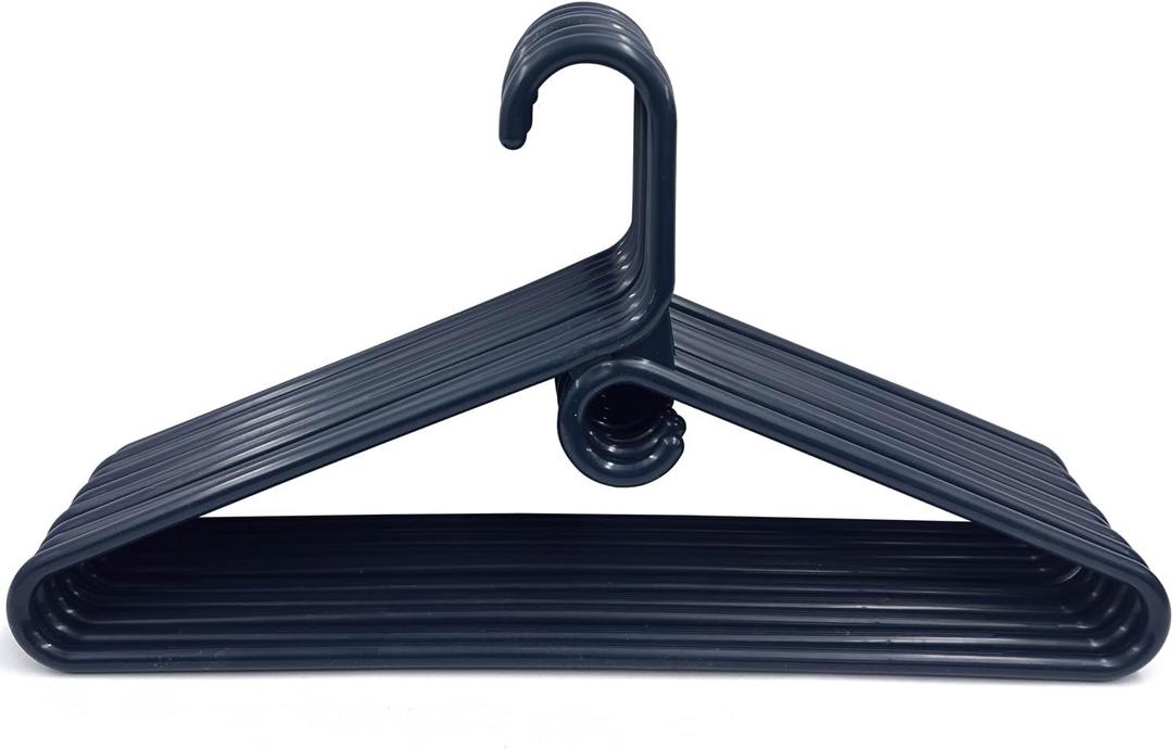 Clothes Hangers 10 Pack Plastic - Heavy Duty Space Saving Coat, Velvet Hangers, Pant Hangers for Closet Organization - Durable Non-Slip, Navy Wardrobe Essentials Bulk Storage
