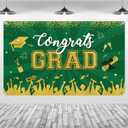 3 x Green Gold Graduation Banner Backdrop Class of 2026 Graduation Party Decorations Supplies Congrats Grad Fabric Backdrop Background for High School College University Indoor Outdoor 71 x 43 in