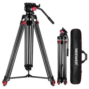 NEEWER 79"/200cm Video Tripod, Heavy Duty Aluminum Alloy Camera Tripod Stand with 360 Fluid Drag Head, QR Plate Compatible with Canon Nikon Sony and Other DSLR Camera Camcorder, Load Up to 17.6lb/8kg