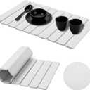 Large Stone Dish Drying Mats for Kitchen Counter, Quick Dry Collapsible Dish Drying Mat,Non-Slip Dinning Sink Mats,Match Any Countertop,23.3"15.35" (White, 23.3"15.35")