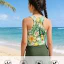 Cutemile 5-14 Years Girls Swimsuit 3 Piece Bathing Suit Quick Dry Tankini Set with Cover Up Beach Skirt Swimwear (6-7 Years, Tropical Holidays)