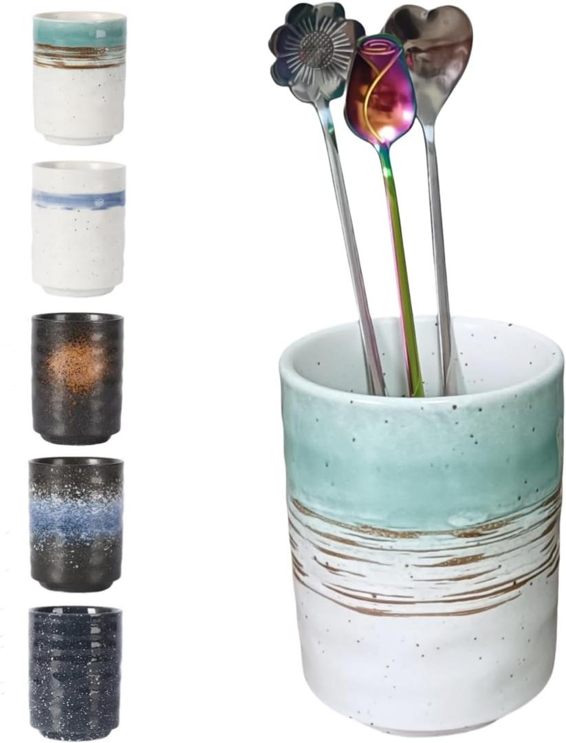 Stoneware Coffee Bar Utensil Holder Tea & Coffee Spoon & Stirrer Holder for Stir Stick Straw Teaspoon Holder Spoon Cup Small Utensil Jar (Green fields) Stoneware Coffee Bar Utensil Holder Tea & Coffee Spoon & Stirrer Holder for Stir Stick Straw Teaspoon Holder Spoon Cup Small Utensil Jar (Green fields)