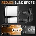 Towing Mirrors Rear View Mirrors fit for 2008 2009 2010 2011 2012 2013 2014 2015 2016 Ford F-250 F-350 F-450 F-550 Super Duty Power Heated with Turn Signal (Chrome)