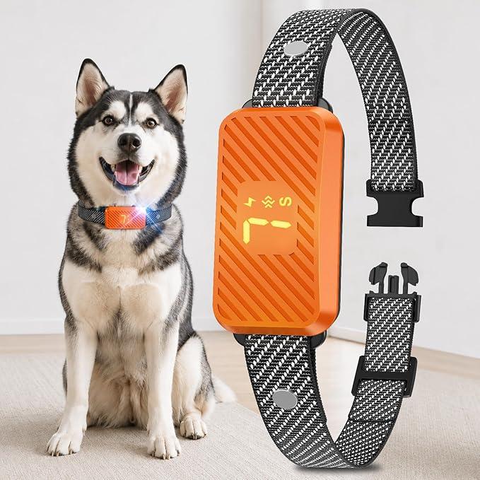Dog Bark Collar for Dogs, Effective NoBark Collar, Smart Barking Collar, Rechargeable Bark Collar with 7 Sensitivity, 3 Modes, Waterproof, Neon Orange, Adjustable