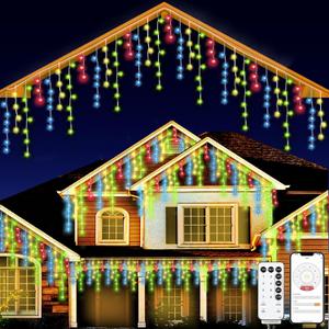 98ft Christmas Lights Outdoor, 1280 LED Waterproof 8 Modes String Light with App and Remote Control for Outside House Roof Decorations Indoor Decor-Multicolor