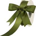 Moss Ribbon - 1 Inch Dark Olive Green Satin Silk Ribbon for Wedding Decor, Bridal Bouquet, Crafts, Gift Wrapping, Party Decoration, Baby Shower, Christmas - 25 Yards