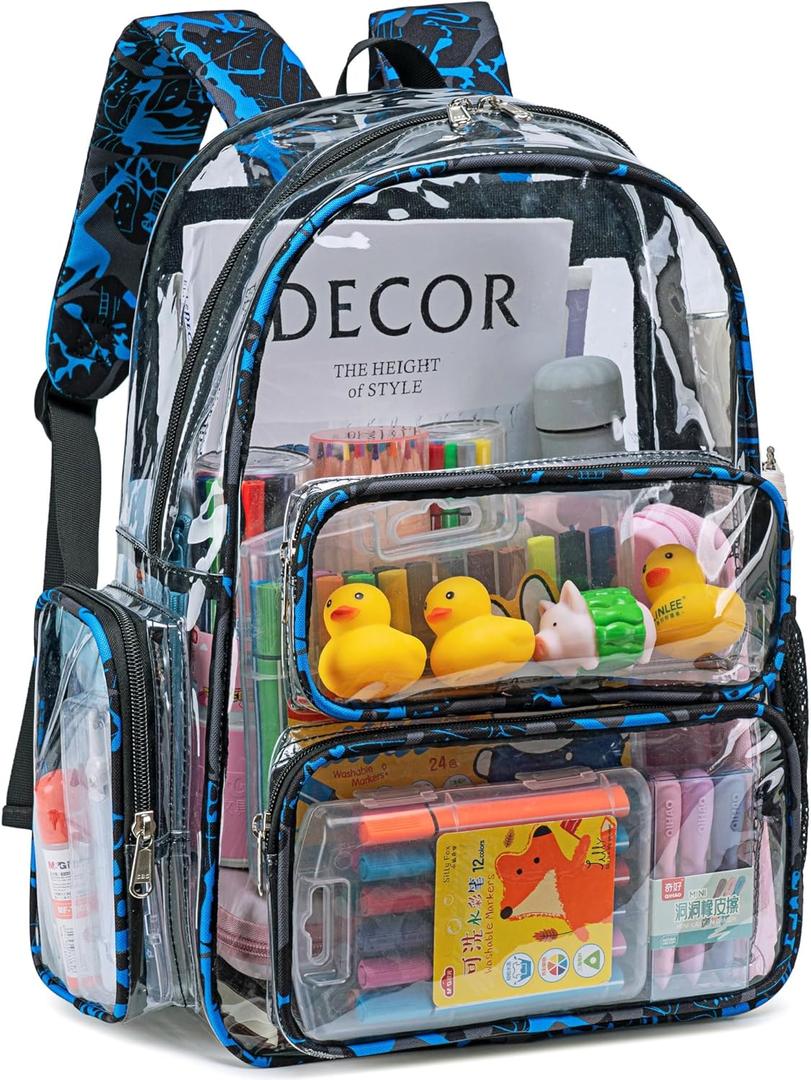 CAMTOP Clear Backpack Heavy Duty Transparent Bag See Through BookBag for Student School Work Festival Sport Travel