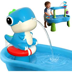 Dinosaur Water Table Pump with Continuous Flow Rechargeable Battery-Powered Water Pump Toy for Kids - Fun Outdoor Summer Water Play Accessories