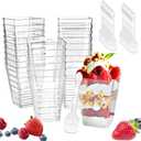 KETWOD 5-ounce transparent square dessert Cups (50 dessert Cups+50 Spoons)